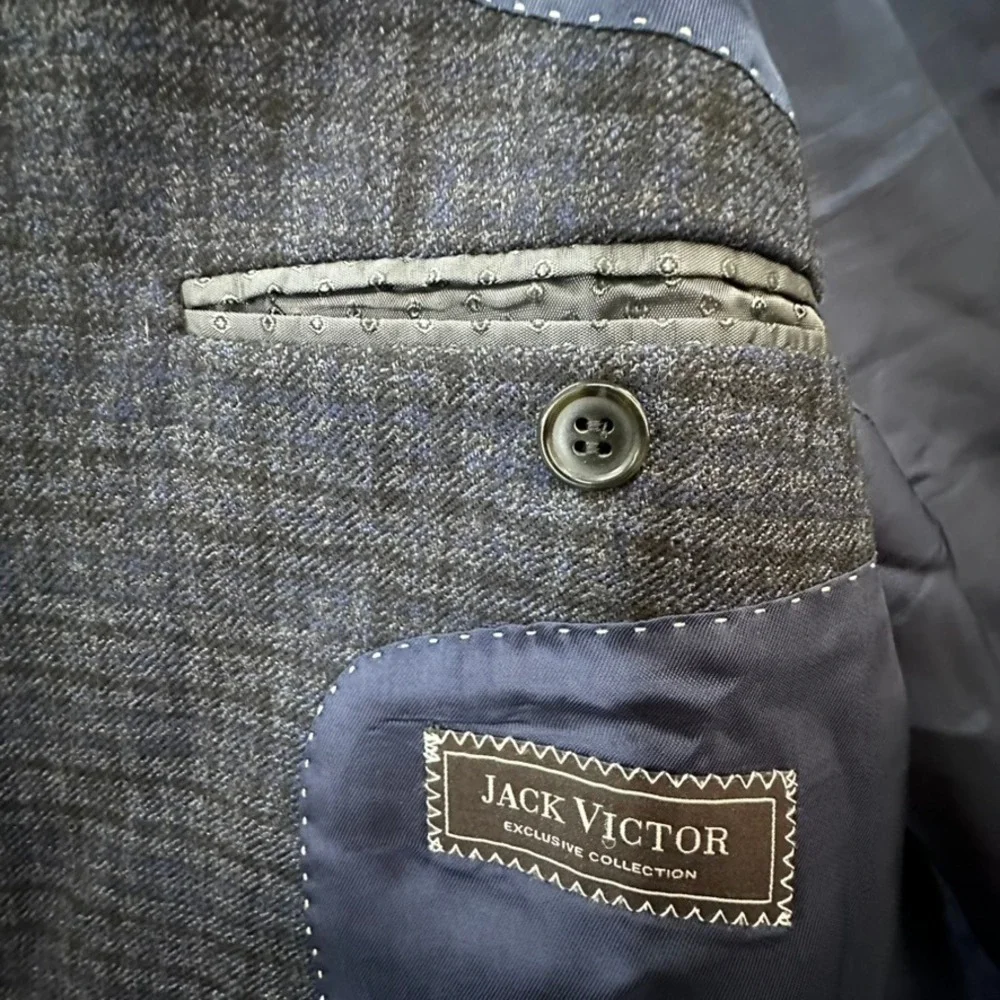 Jack Victor Gibson SPJ Men's 46R 100% Wool Blue Plaid Sport Coat Blazer Canada